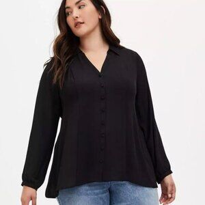Women's Torrid Fit and Flare Georgette Long Sleeve Button Down Shirt Size 5X